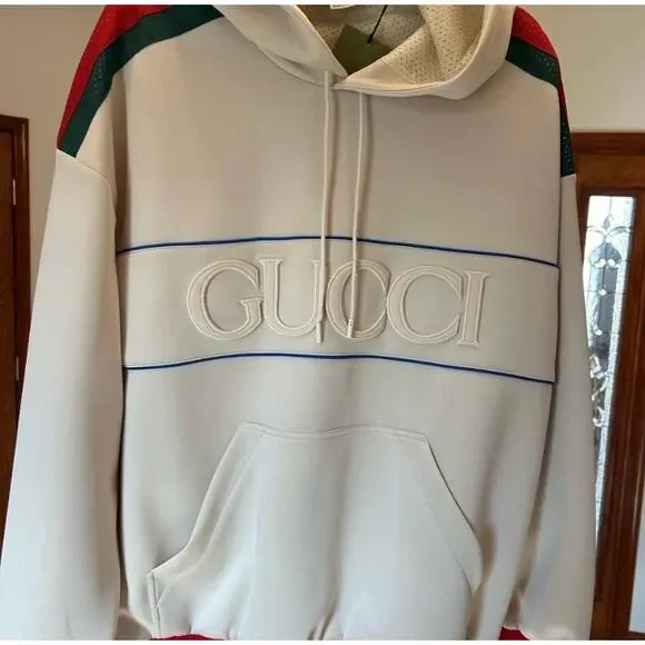 Unisex Gucci light neoprene Gucci logo hoodie size medium fits like large - Picture 2 of 12